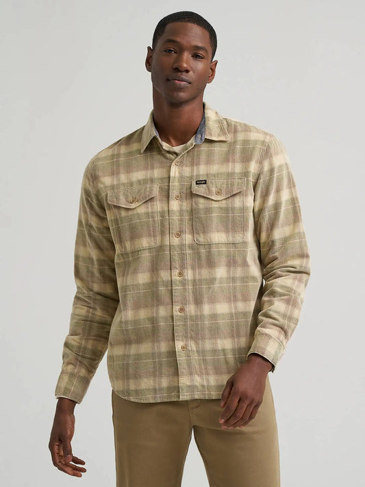 Men's Corduroy Plaid Shirt in Soft Silt