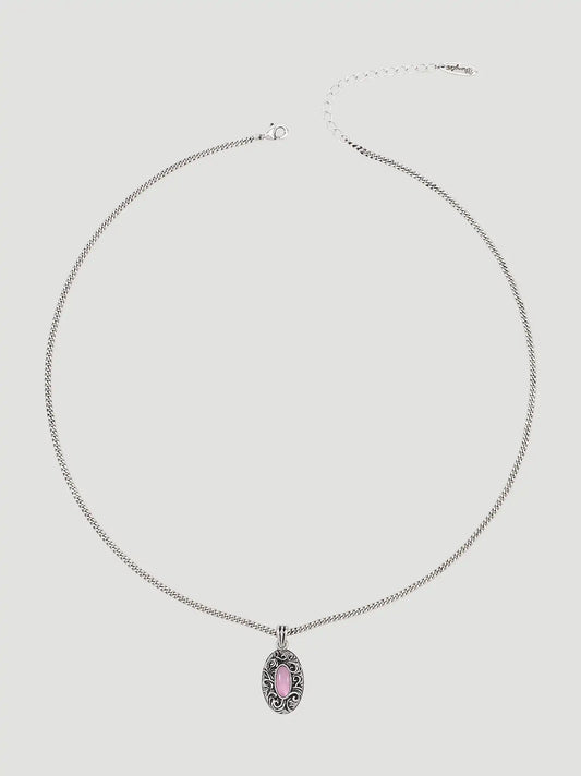 Stone Pendant Necklace Earring Bracelet Set:Pink:One Size