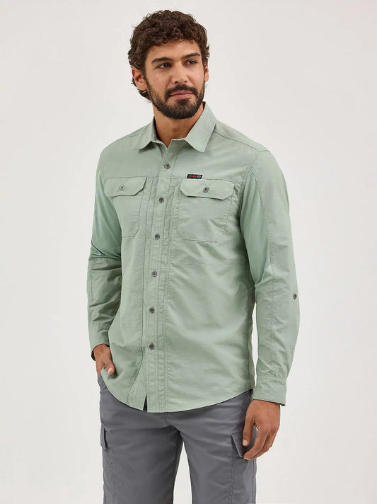 Wrangler ATG™ Men's Mix Material Shirt in Iceberg Green