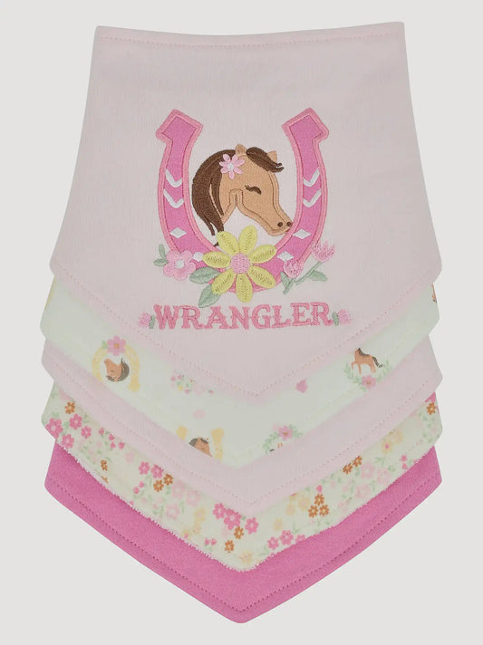 Wrangler Baby Girls Bandana Bib 5-Pack:Pink:One Size