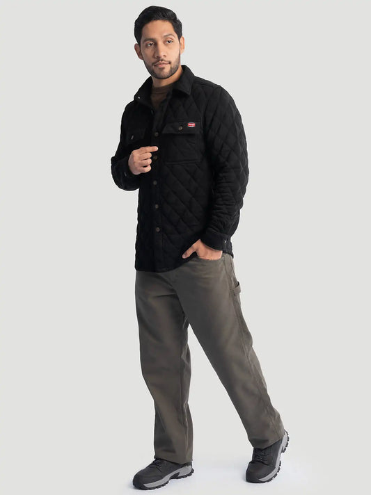 Men's Workwear Diamond Quilted Shacket in Black