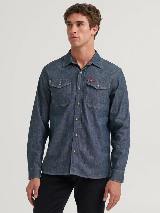 Men's Relaxed Fit Stretch Shirt in Shadow Indigo