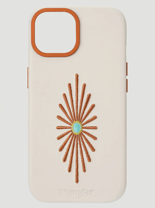Smartphone Leather Embroidery Case:White:15