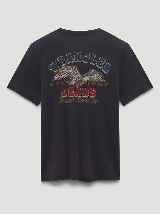 Eagle Tough Service Back Graphic T-Shirt in Faded Black