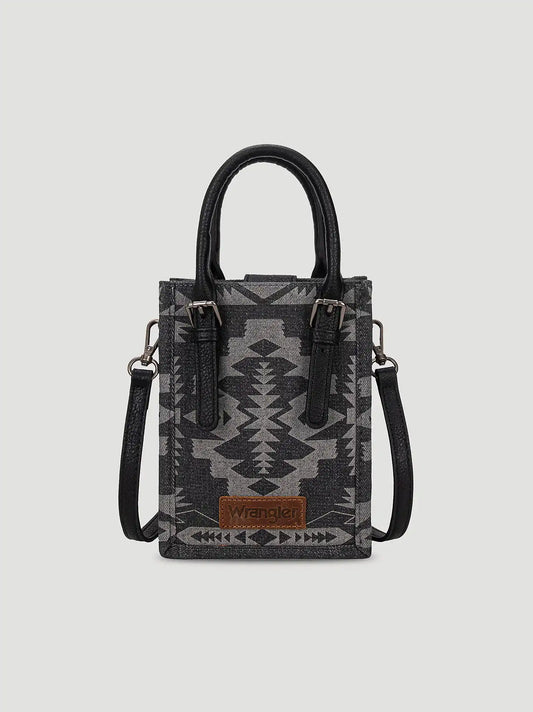 Laser Cut Printed Square Cross Body:Black:One Size