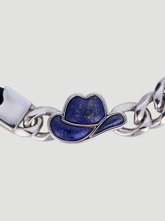 Cowgirl Hat Braided Chain Bracelet:Silver:One Size: