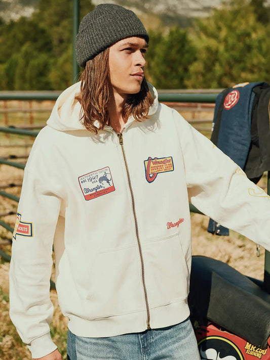 Men’s Vintage Fit Full-Zip Hoodie in Almond Milk