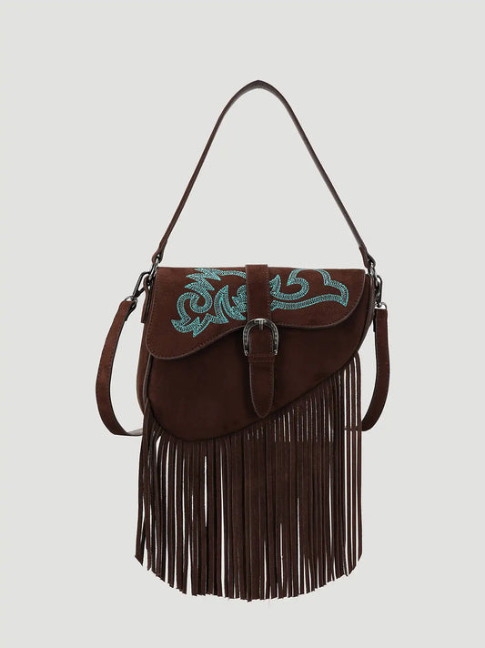 Ella Fringe Saddle Bag:Coffee:One Size