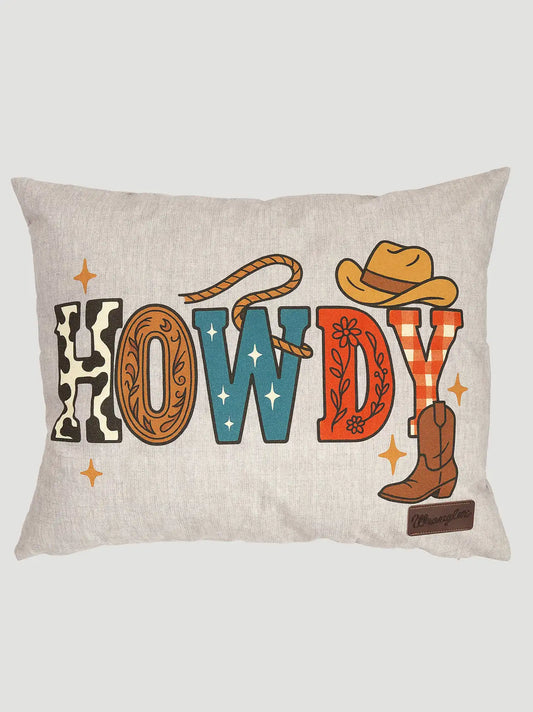Wrangler Howdy Outdoor Throw Pillow:Howdy:One Size