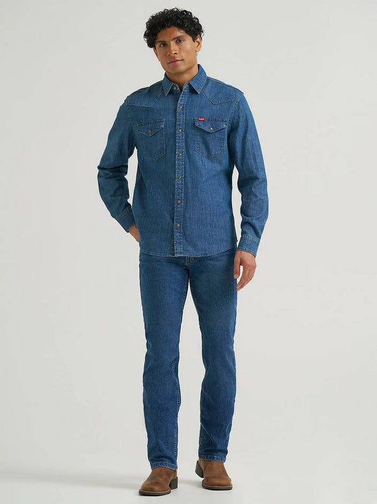Wrangler® Five Star Premium Denim Comfort Stretch Regular Fit Jean in Dark Stonewash