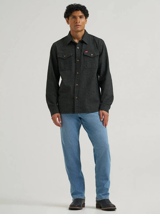 Men's Blanket Flannel Overshirt in Forest Night Heather