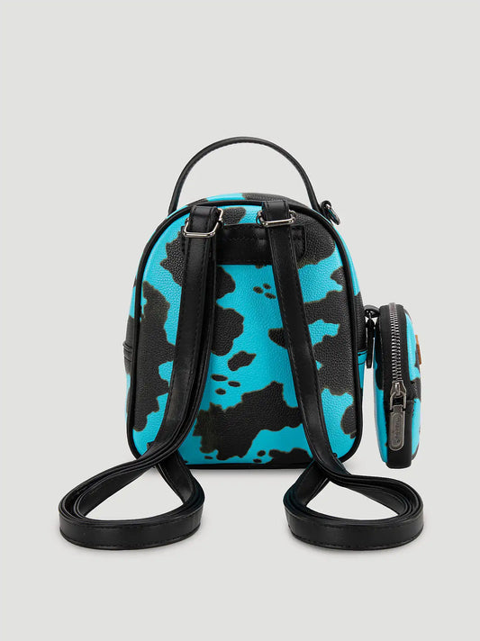 Cow Print Mini Backpack:Turquoise:One Size
