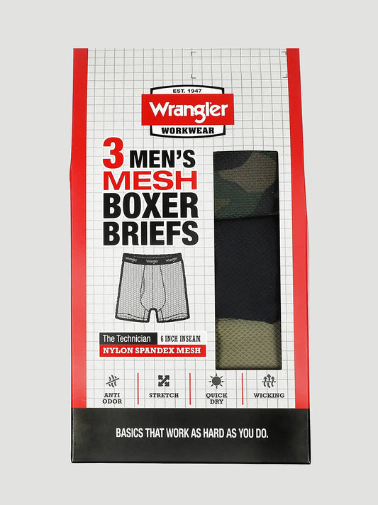 Men's Mesh Boxer Briefs (3-Pack) in Green/ Camo/ Black