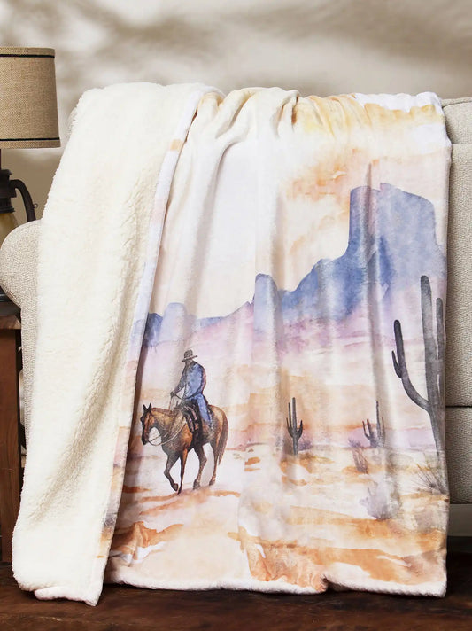 Wrangler Lounge Plush Sherpa Blanket:Multi:One Size