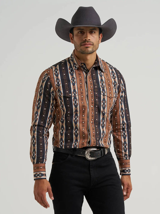 Men's Checotah® Long Sleeve Western Snap Printed Shirt in Mocha