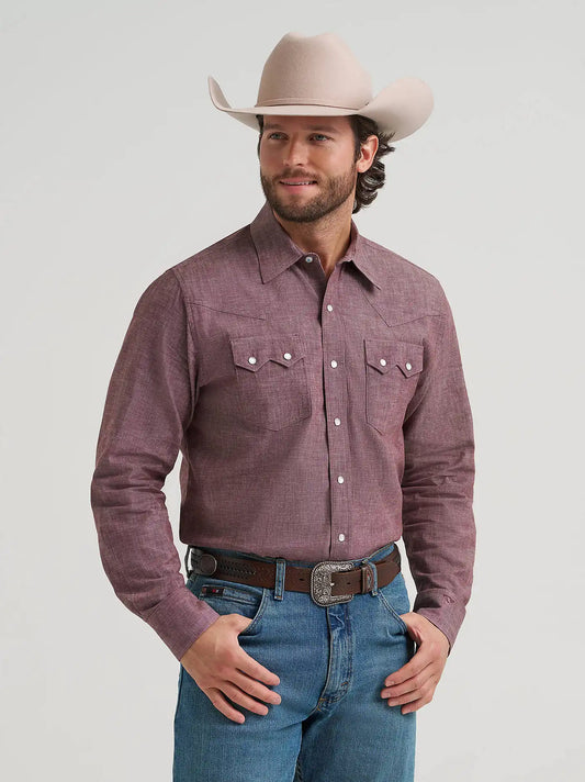 Men's Cody Johnson Two Pocket Western Snap Shirt in Maroon