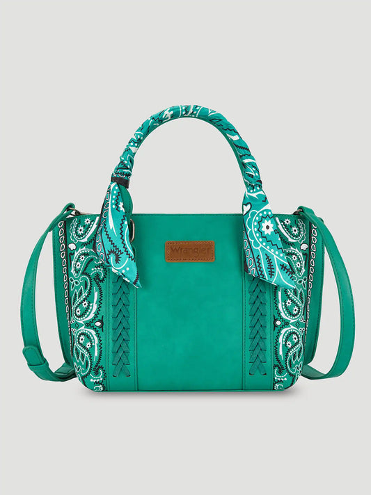 Bandana Print Wide Mini Tote:Turquoise:One Size: