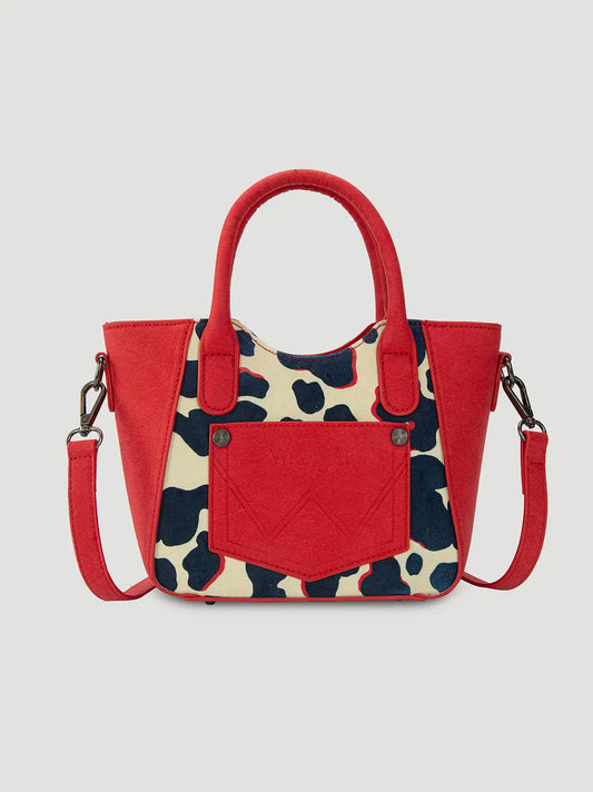 Colorblock Cow Print Small Cross Body:Red:One Size