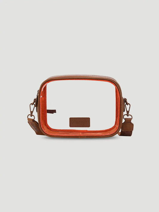 Clear Cross Body Stadium Bag:Brown:One Size