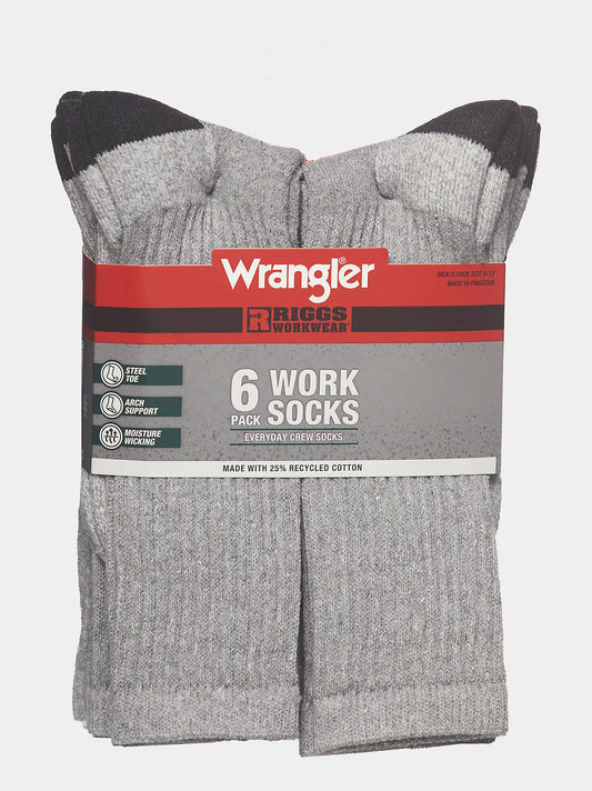 Mens Ultra Dry Crew Sock 6-Pack:Grey:One Size: