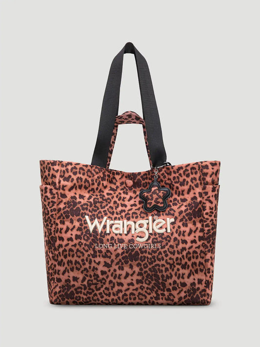 Leopard Print Canvas Tote:Pink:One Size