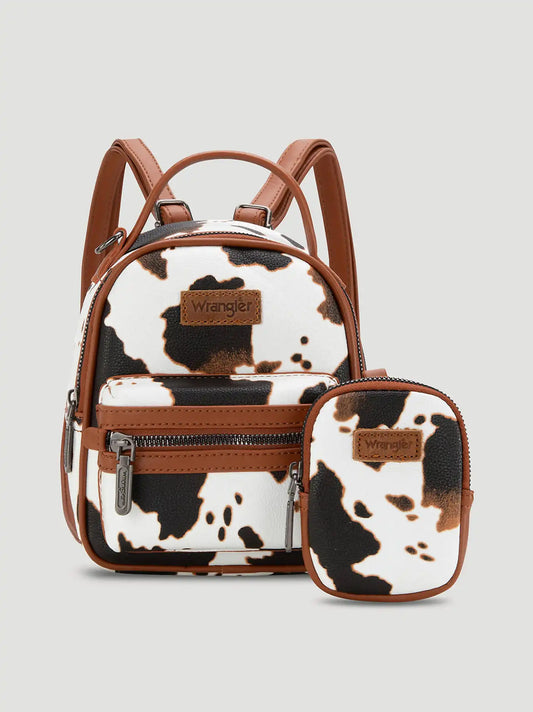 Cow Print Mini Backpack:Brown:One Size