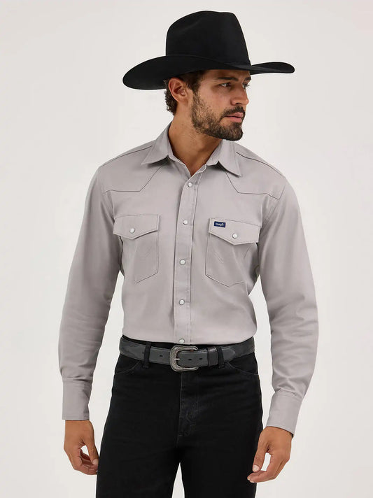 Premium Performance Advanced Comfort Cowboy Cut® Long Sleeve Spread Collar Solid Shirt in Cement