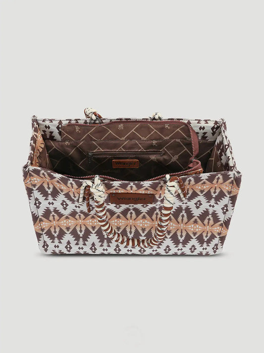 Southwestern Print Tote Bag:Khaki:One Size: