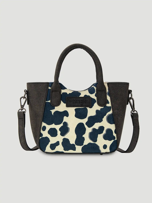 Colorblock Cow Print Small Cross Body:Black:One Size