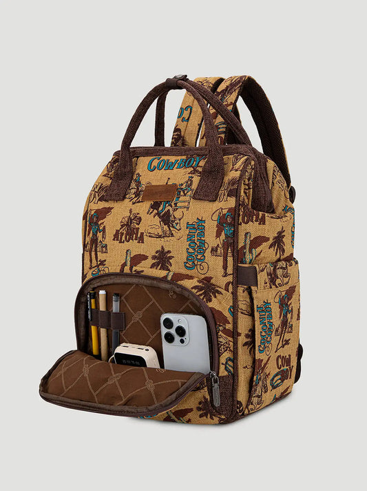 Aloha Cowboy Print Backpack:Dark Yellow Multi:One Size
