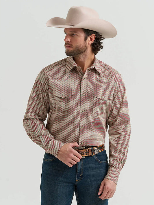 Men's 20X® Competition Advanced Comfort Long Sleeve Two Pocket Western Snap Shirt in Cocoa Links