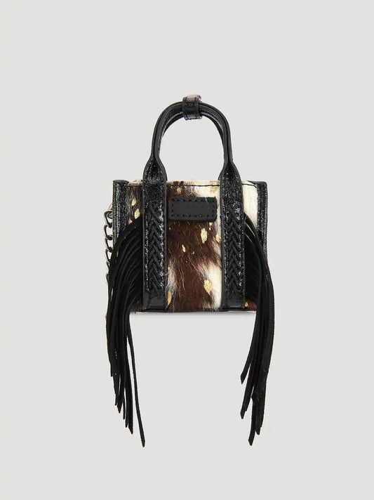 Fringe Mini Tote Key Chain:Black:One Size
