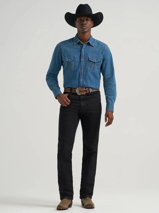 Wrangler® Cowboy Cut® Stretch Slim Fit Jean in Black Stretch