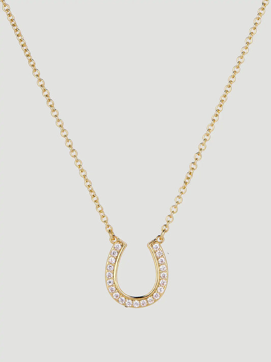 Cowgirl Lucky Horseshoe Necklace:Gold:One Size: