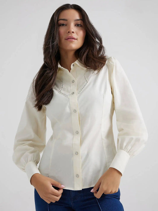 Wrangler® x Yellow Rose by Kendra Scott Rodeo Shirt in Vanilla Ice