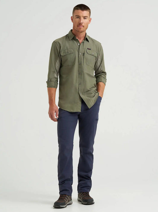 Wrangler ATG™ Men's Mixed Material Shirt in Dusty Olive