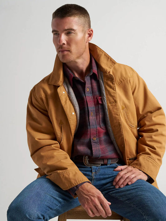 Men's Western Lined Canvas Barn Coat in Brown Sugar