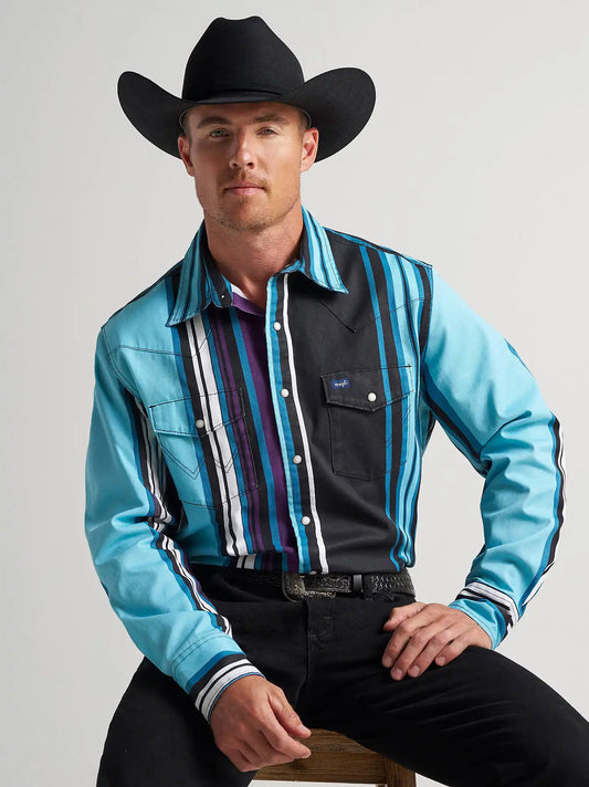Vintage-Inspired Brushpopper Western Snap Workshirt in Night Sky
