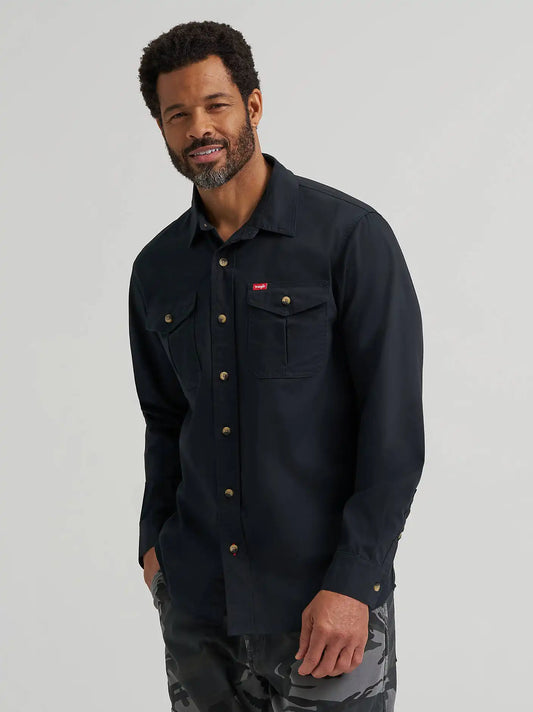 Men's Relaxed Fit Stretch Shirt in Black