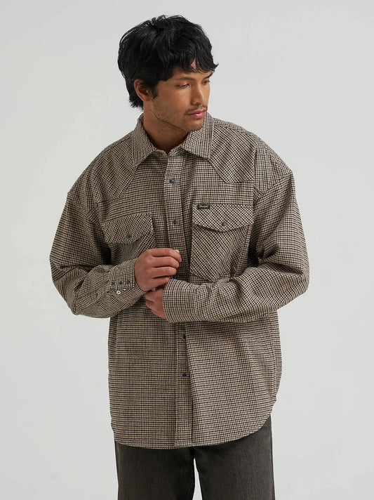 Men’s Western Flannel Oversized Shirt in Mojave Heather