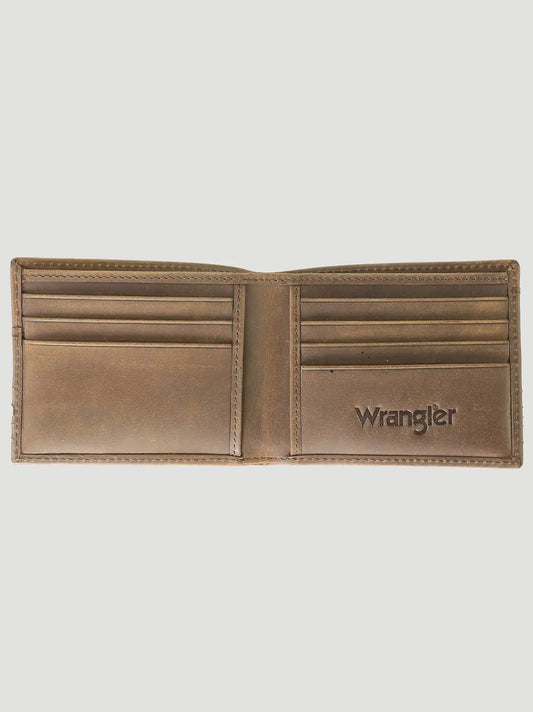 Mens Leather and Canvas Removable Passcase Wallet:Brown:One Size