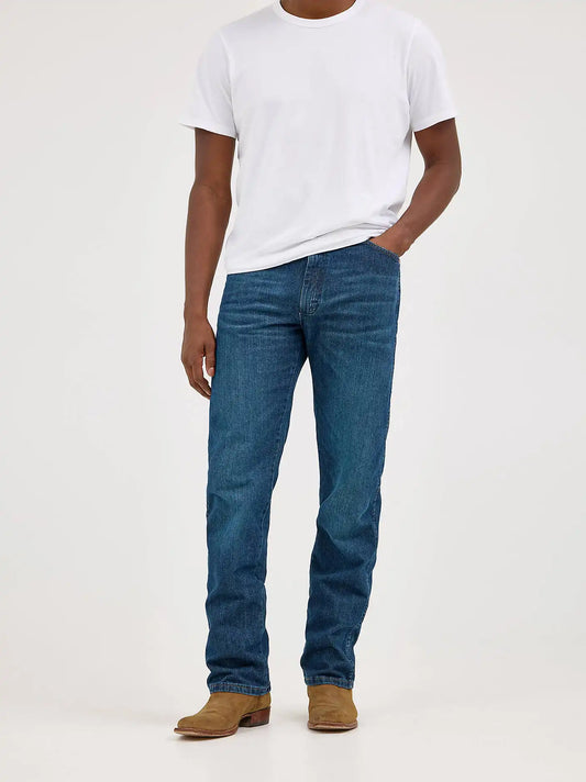 Wrangler® Cowboy Cut® Original Fit Vintage Wash Jean in Mid Indigo