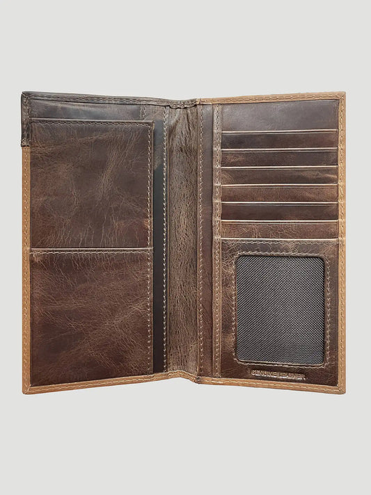 Embossed Leather Yoke Checkbook:Tan:One Size