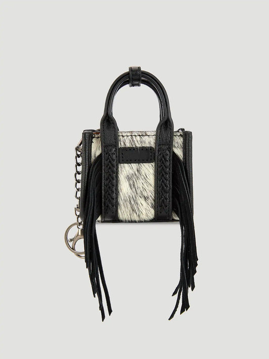 Fringe Mini Tote Key Chain:Black:One Size