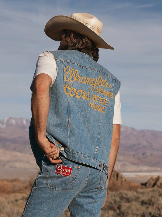 Wrangler x Coors Cut-Off Vest in Beer Wash