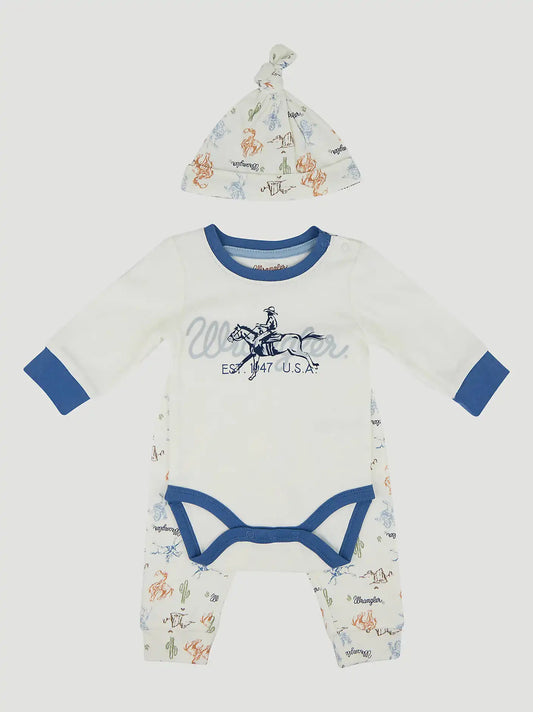 Wrangler Baby Bodysuit & Jogger Set in Cowboy Logo