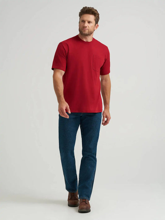 Wrangler® RIGGS Workwear® Short Sleeve 1 Pocket Performance T-Shirt in Currant Red