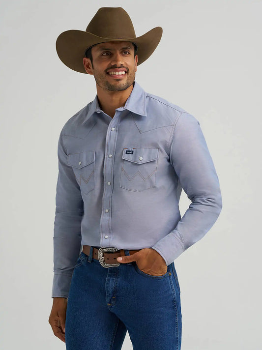 Cowboy Cut® Long Sleeve Western Snap Chambray Work Shirt in Pale Chambray