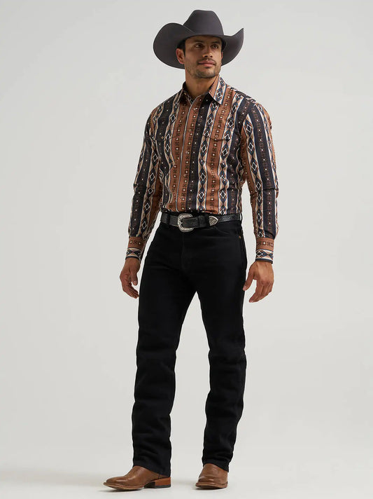 Men's Checotah® Long Sleeve Western Snap Printed Shirt in Mocha