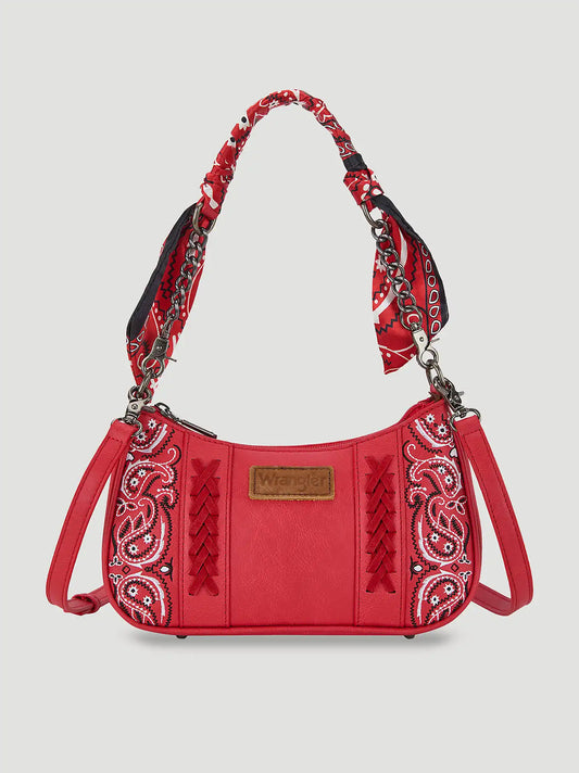 Bandana Print Shoulder Bag:Red:One Size: